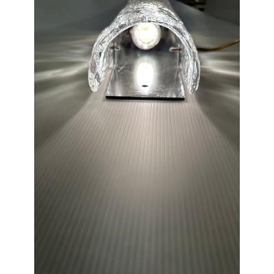  SimoEng Set of Two Italian Transparent Hammered Murano Style Glass Wall Sconces