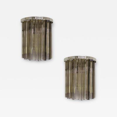  SimoEng Set of Two Mid Century Modern Style Italian Fum Triedro Belt Wall Sconces