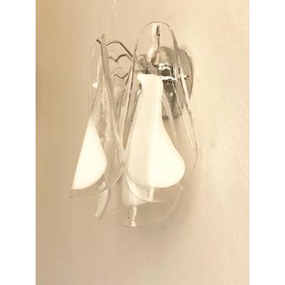  SimoEng Set of Two Rondini Murano Glass Wall Sconces in Mazzega Style