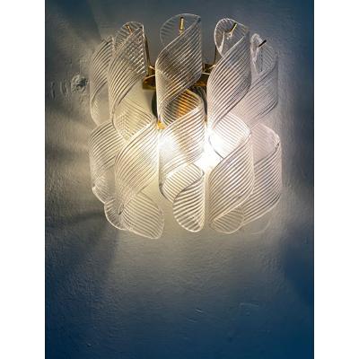 SimoEng Set of Two Transparent Ricci Murano Glass Gold 24k Wall Sconces