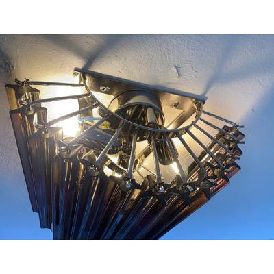  SimoEng Set of Two Venetian Fum Quadriedro Murano Glass Wall Sconces