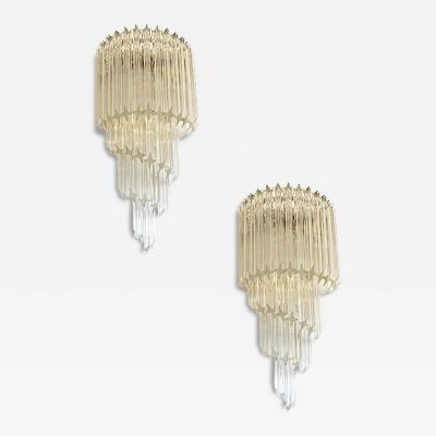  SimoEng Set of Two Venetian Quadriedro Twist Murano Glass Wall Sconces