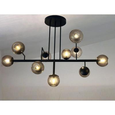  SimoEng Smoked Fum Ballotton Spheres Attributed to Murano Glass Sputnik Chandelier