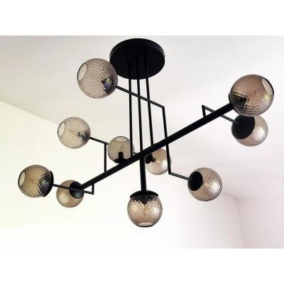  SimoEng Smoked Fum Ballotton Spheres Attributed to Murano Glass Sputnik Chandelier