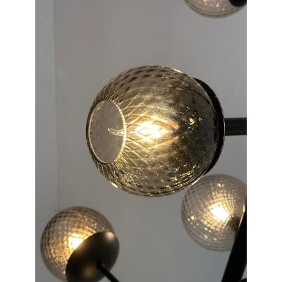  SimoEng Smoked Fum Ballotton Spheres Attributed to Murano Glass Sputnik Chandelier