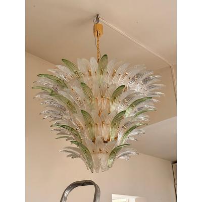  SimoEng Sputnik Murano Style Glass Palmetta Chandelier Clear and Green