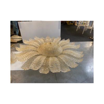  SimoEng Sunflwer Murano Glass Gold Flush Mount lot of 2 or a pair of chandeliers