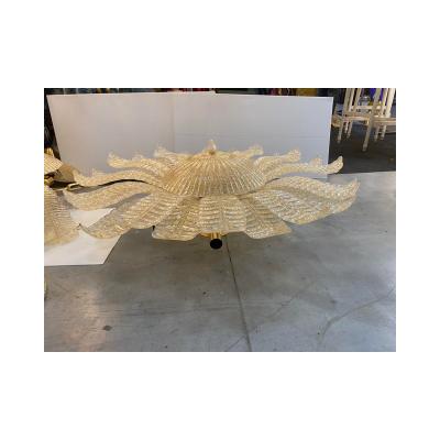  SimoEng Sunflwer Murano Glass Gold Flush Mount lot of 2 or a pair of chandeliers