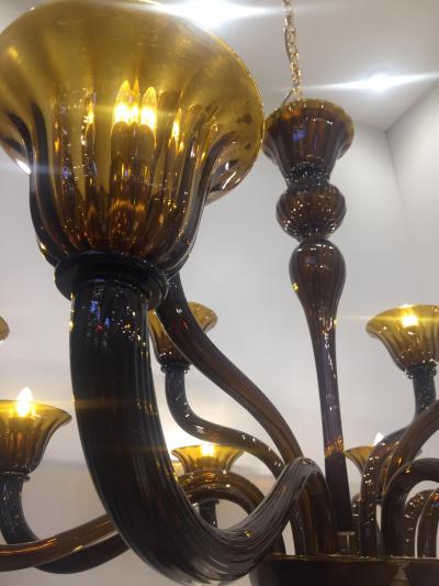  SimoEng Tobacco Murano Style Glass Chandelier