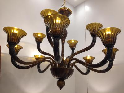  SimoEng Tobacco Murano Style Glass Chandelier