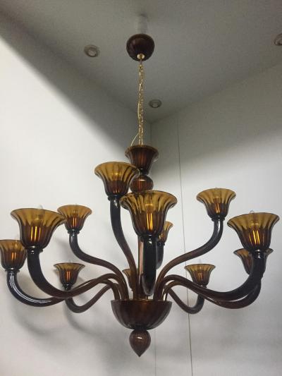  SimoEng Tobacco Murano Style Glass Chandelier