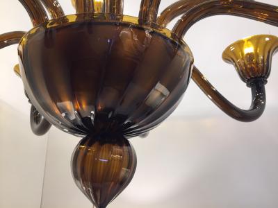  SimoEng Tobacco Murano Style Glass Chandelier