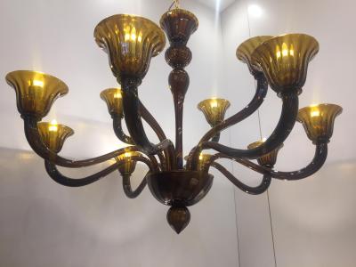  SimoEng Tobacco Murano Style Glass Chandelier