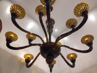  SimoEng Tobacco Murano Style Glass Chandelier