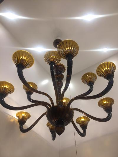  SimoEng Tobacco Murano Style Glass Chandelier