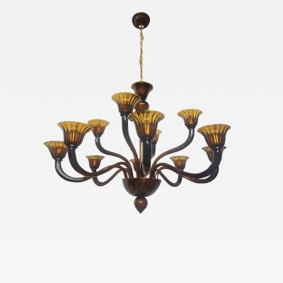  SimoEng Tobacco Murano Style Glass Chandelier