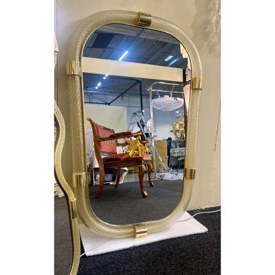  SimoEng Torciglione Gold Murano Glass Wall Mirror in Barovier Style