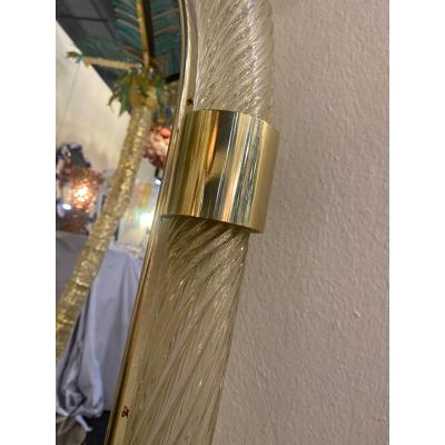  SimoEng Torciglione Gold Murano Glass Wall Mirror in Barovier Style