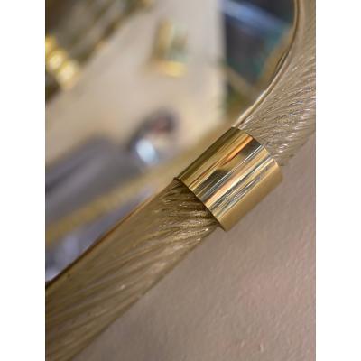  SimoEng Torciglione Gold Murano Glass Wall Mirror in Barovier Style