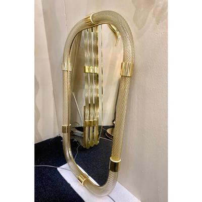  SimoEng Torciglione Gold Murano Glass Wall Mirror in Barovier Style