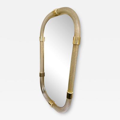  SimoEng Torciglione Gold Murano Glass Wall Mirror in Barovier Style