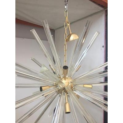  SimoEng Transparent Clear Murano Style Glass Triedo Sputnik Chandelier