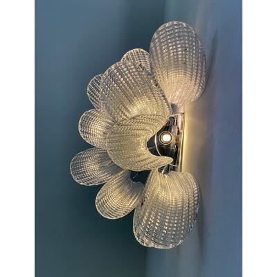  SimoEng Transparent Diamanted Murano Glass Selle Wall Sconces in Mazzega Style