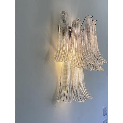  SimoEng Transparent Diamanted Murano Glass Selle Wall Sconces in Mazzega Style