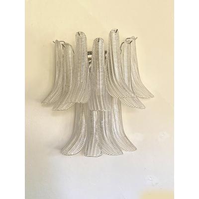  SimoEng Transparent Diamanted Murano Glass Selle Wall Sconces in Mazzega Style