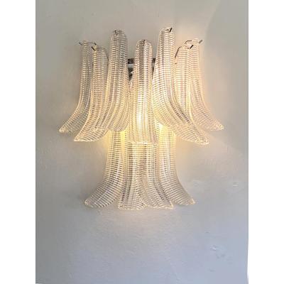  SimoEng Transparent Diamanted Murano Glass Selle Wall Sconces in Mazzega Style