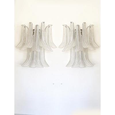  SimoEng Transparent Diamanted Murano Glass Selle Wall Sconces in Mazzega Style