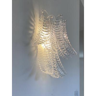  SimoEng Transparent Felci Murano Glass Wall Sconces A Pair