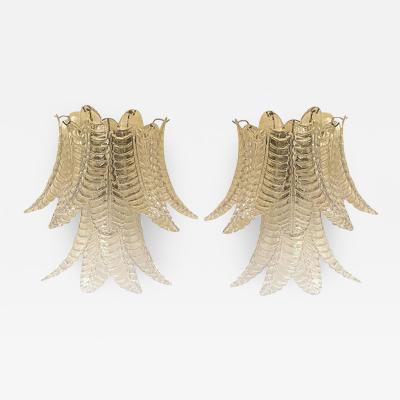  SimoEng Transparent Felci Murano Glass Wall Sconces A Pair