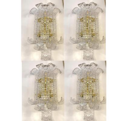  SimoEng Transparent Lingue Murano Style Glass Wall Lamp in Barovier Style