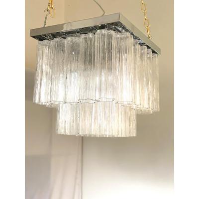  SimoEng Transparent Tronchi in Venini Style Murano Glass Sputnik Squared Flush Mount