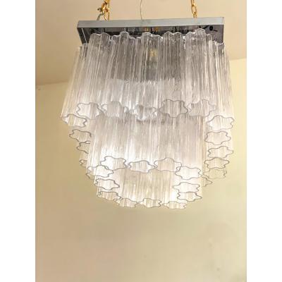  SimoEng Transparent Tronchi in Venini Style Murano Glass Sputnik Squared Flush Mount