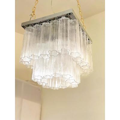  SimoEng Transparent Tronchi in Venini Style Murano Glass Sputnik Squared Flush Mount