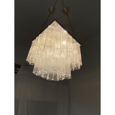  SimoEng Transparent Tronchi in Venini Style Murano Glass Sputnik Squared Flush Mount