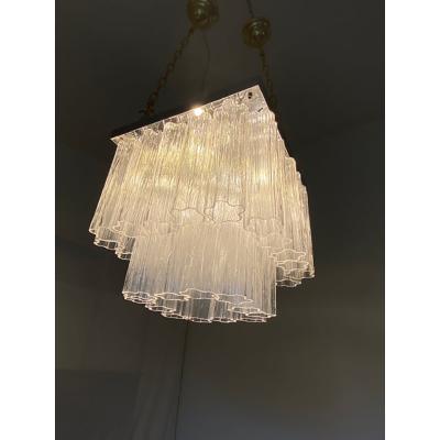  SimoEng Transparent Tronchi in Venini Style Murano Glass Sputnik Squared Flush Mount