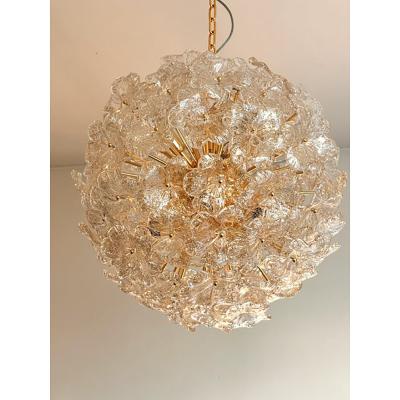  SimoEng Transparent and Gold Lotus Murano Style Glass Sputnik Chandelier