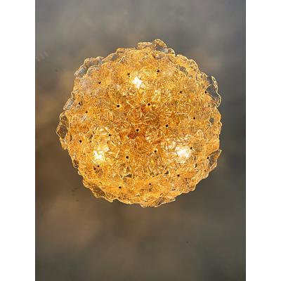  SimoEng Transparent and Gold Lotus Murano Style Glass Sputnik Chandelier
