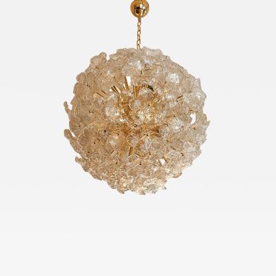  SimoEng Transparent and Gold Lotus Murano Style Glass Sputnik Chandelier