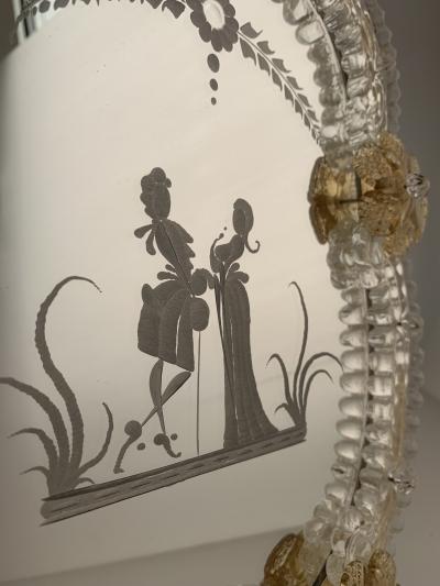  SimoEng Transparent and gold Murano glass photo frame with flowers and hand engraved