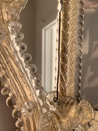  SimoEng Transparent and gold Murano glass photo frame with flowers rare artigian