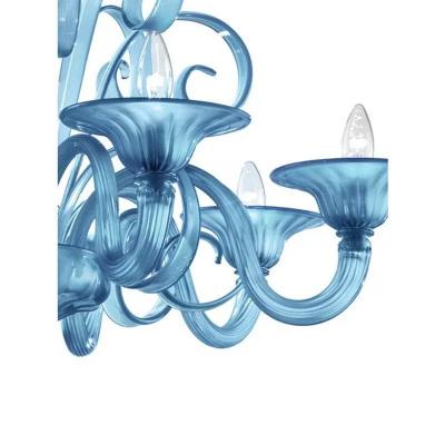  SimoEng Venetian Blue Satin Murano Glass Chandelier by Simoeng