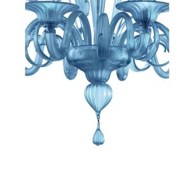  SimoEng Venetian Blue Satin Murano Glass Chandelier by Simoeng