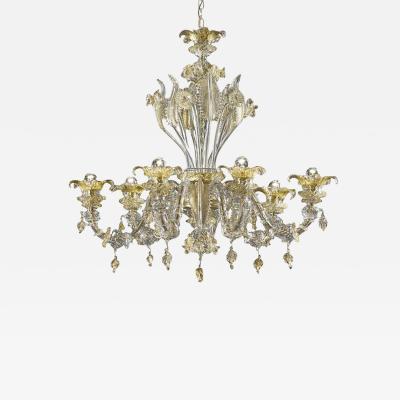  SimoEng Venetian C Rezzonico Floral Gold Murano Style Glass Chandelier