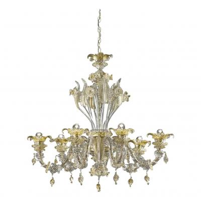  SimoEng Venetian C Rezzonico Floral Gold Murano Style Glass Chandelier From Simoeng