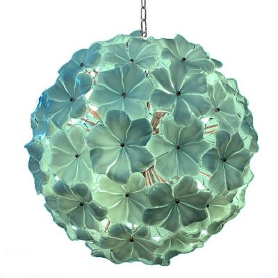  SimoEng Venetian Green Wather Flowers Murano Style Glass Sputnik Chandelier