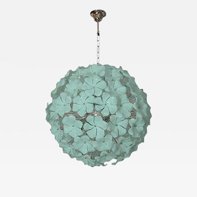  SimoEng Venetian Green Wather Flowers Murano Style Glass Sputnik Chandelier